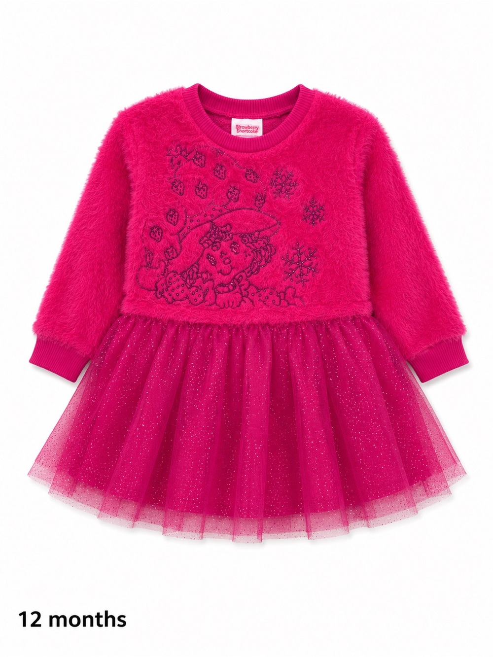 Girls Fuchsia Tulle Skirt Dress - 12 Months